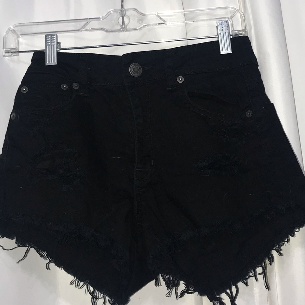 American Eagle Black Ripped Shorts